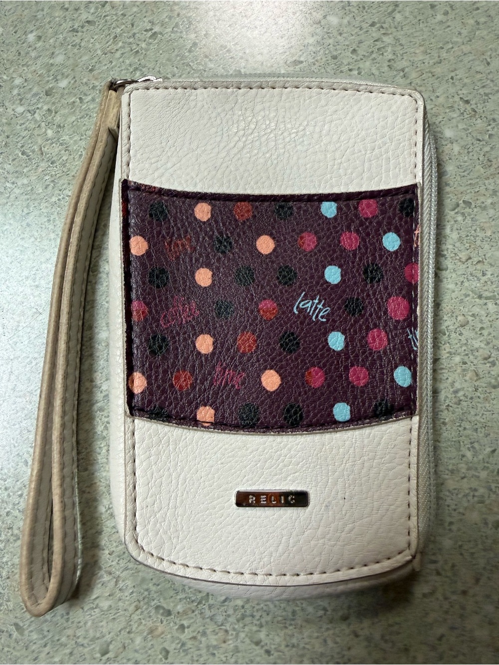 Vintage Relic Coffee Cup Poka Dot Wristlet